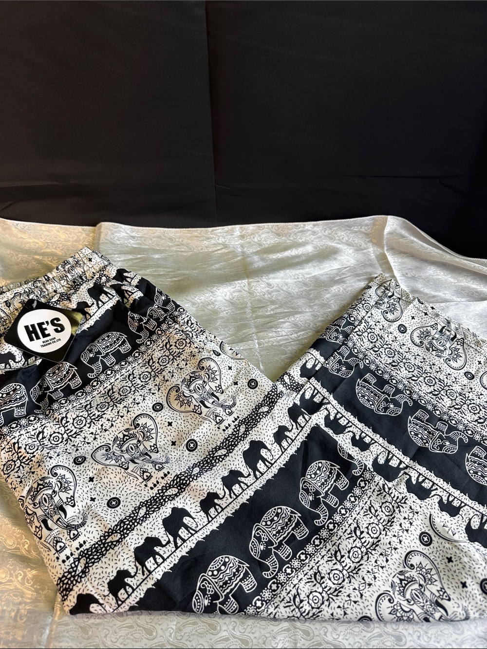 Black & White Elephant Print Lounge Pants